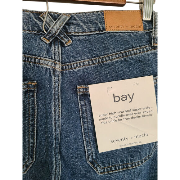 Seventy + Mochi Anthropologie Bay Wide Leg Jean Two Tone in Phoenix Size 26 NWT - Picture 6 of 7